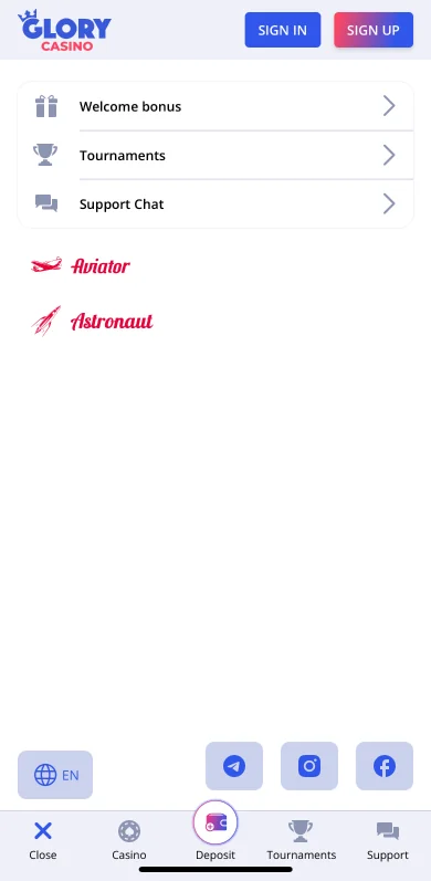 Menu screenshot